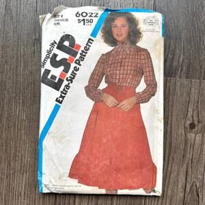 UNCUT Vintage 1980s Simplicity 6022 Sewing Pattern Size M-L Womens Top Skirt